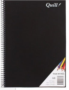 DIARY VISUAL ART QUILL A4 SPIRAL BLACK C