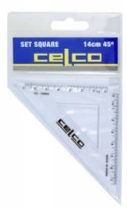 SET SQUARE CELCO 210MM 45 DEGREE CLEAR