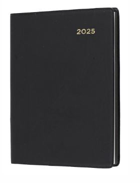 DIARY 2025 COLLINS BELMONT A7 105X74MM 337P.V99 PVC PKT W PENCIL WTV BLACK