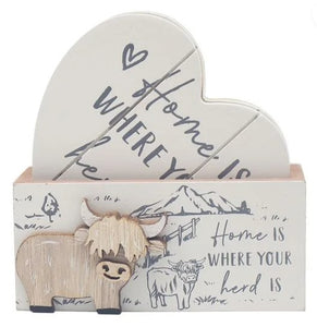 HIGHLAND COW COASTERS SET 4