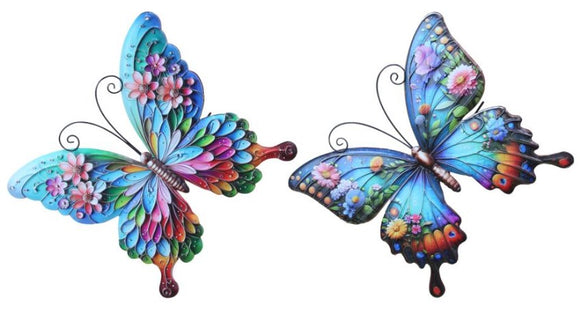 32CM COLOURFUL METAL B/FLY WALL ART