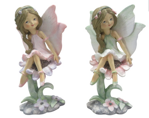 15CM FAIRY SITTING ON FLOWER 2 ASST