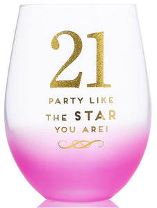 WINE STEMLESS GLASS 21ST PARTY