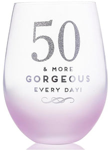 WINE STEMLESS GLASS 50TH PARTY