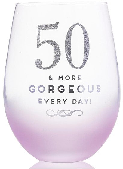 WINE STEMLESS GLASS 50TH PARTY