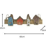 4-HOOK HANDCRAFTED BEACH HOUSES WALL HANGING